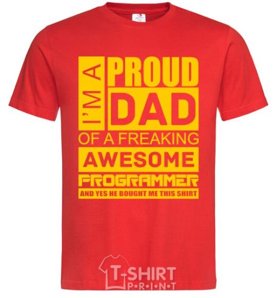 Men's T-Shirt Proud father of an awesome programmer red фото