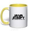 Mug with a colored handle May the object be with you yellow фото