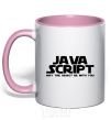 Mug with a colored handle May the object be with you light-pink фото