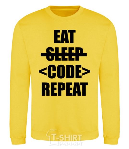 Sweatshirt Eat code repeat yellow фото