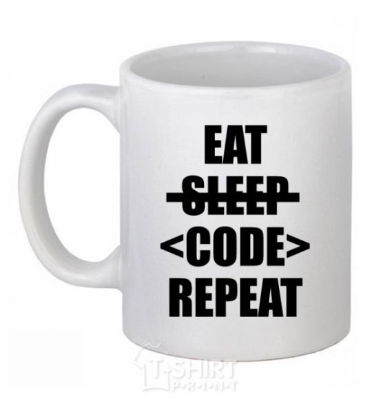 Ceramic mug Eat code repeat White фото