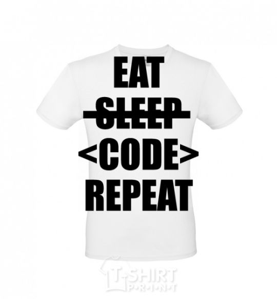 Мужская футболка Eat code repeat Белый фото