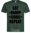 Мужская футболка Eat code repeat Темно-зеленый фото