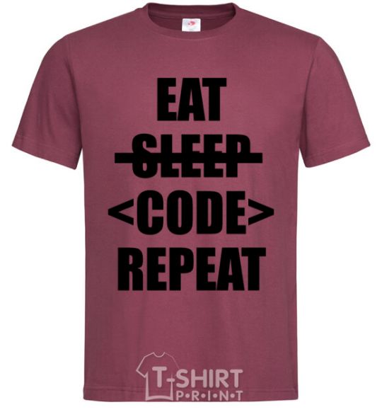 Men's T-Shirt Eat code repeat burgundy фото