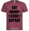 Мужская футболка Eat code repeat Бордовый фото