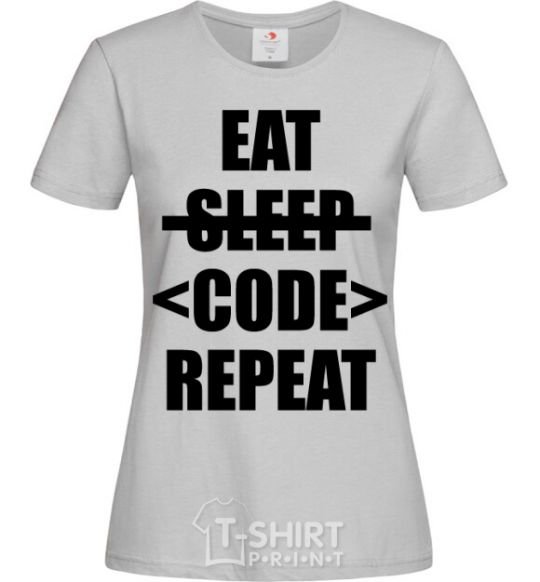 Women's T-shirt Eat code repeat grey фото