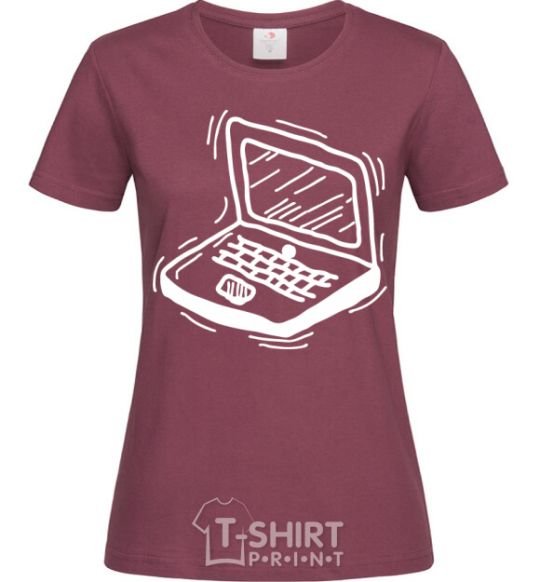 Women's T-shirt Laptop burgundy фото