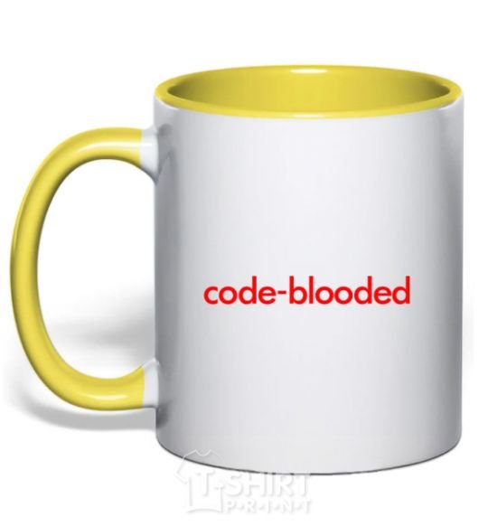 Mug with a colored handle Code blooded yellow фото