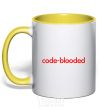 Mug with a colored handle Code blooded yellow фото