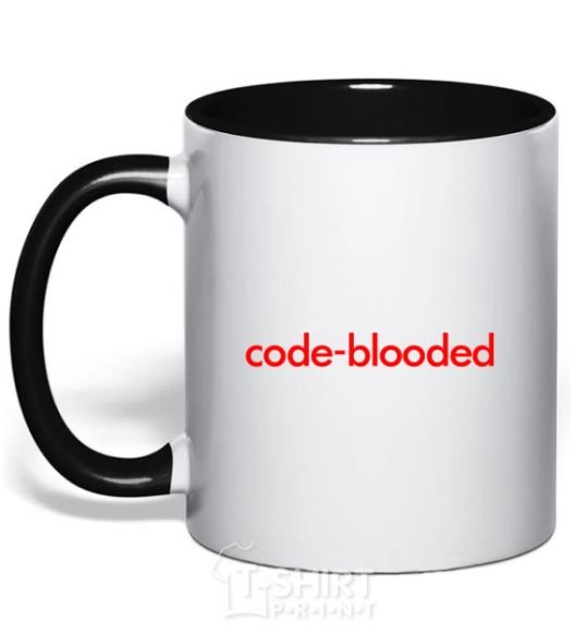 Mug with a colored handle Code blooded black фото