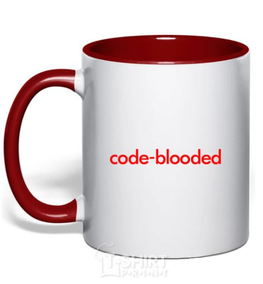 Mug with a colored handle Code blooded red фото