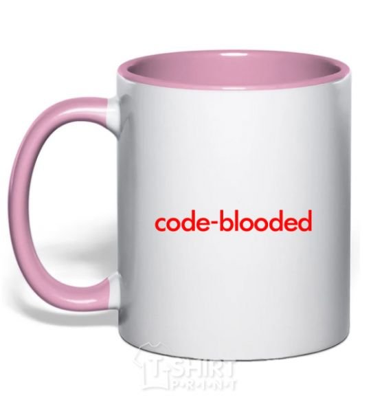 Mug with a colored handle Code blooded light-pink фото