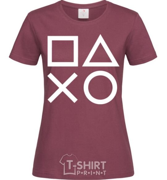 Women's T-shirt Play station burgundy фото