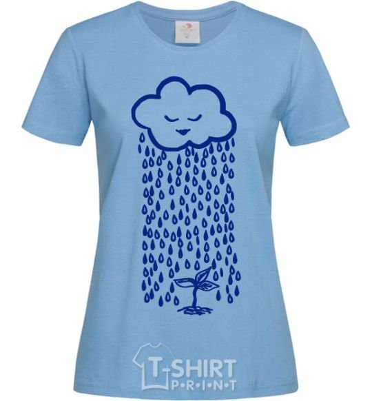 Women's T-shirt Rain sky-blue фото