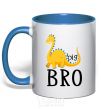 Mug with a colored handle Dinosaur big bro royal-blue фото