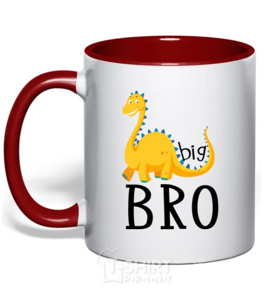 Mug with a colored handle Dinosaur big bro red фото