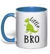 Mug with a colored handle Dinosaur little bro royal-blue фото