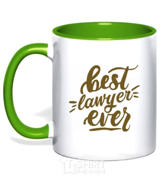Mug with a colored handle Best lawyer ever kelly-green фото