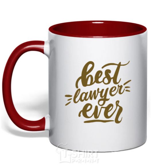 Mug with a colored handle Best lawyer ever red фото
