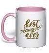 Mug with a colored handle Best lawyer ever light-pink фото