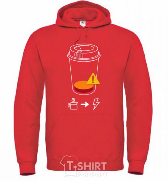 Men`s hoodie Low charge needs coffee bright-red фото