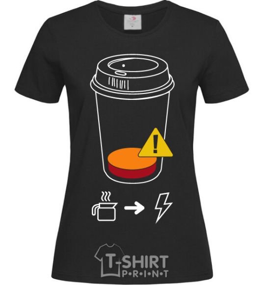 Women's T-shirt Low charge needs coffee black фото