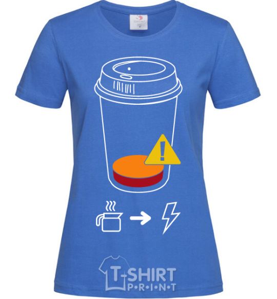 Women's T-shirt Low charge needs coffee royal-blue фото