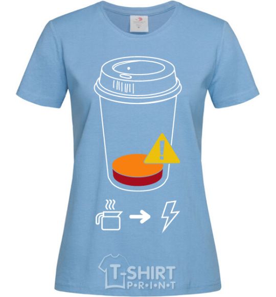 Women's T-shirt Low charge needs coffee sky-blue фото