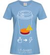 Women's T-shirt Low charge needs coffee sky-blue фото