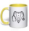 Mug with a colored handle Doctor's costume yellow фото