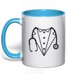 Mug with a colored handle Doctor's costume sky-blue фото