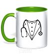 Mug with a colored handle Doctor's costume kelly-green фото