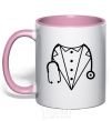 Mug with a colored handle Doctor's costume light-pink фото