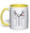 Mug with a colored handle Nurse yellow фото