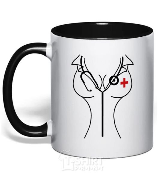 Mug with a colored handle Nurse black фото