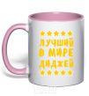 Mug with a colored handle The world's best DJ light-pink фото