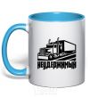 Mug with a colored handle Unstoppable sky-blue фото