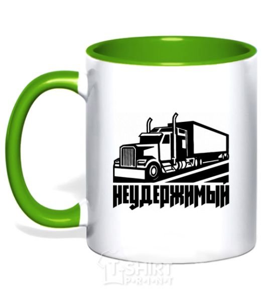 Mug with a colored handle Unstoppable kelly-green фото