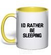 Mug with a colored handle I'd rather be sleeping yellow фото