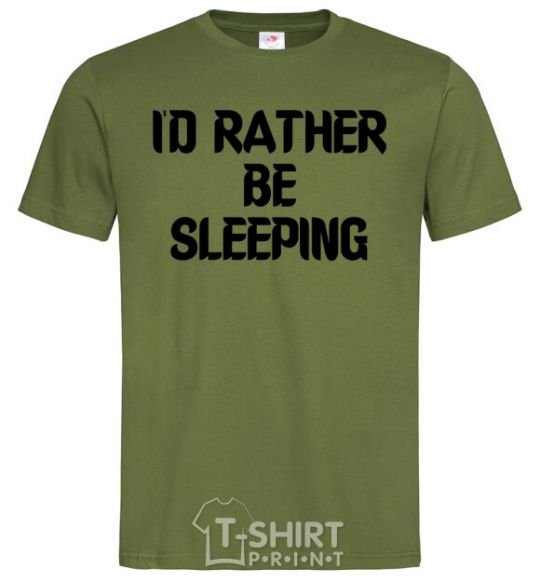 Мужская футболка I'd rather be sleeping Оливковый фото