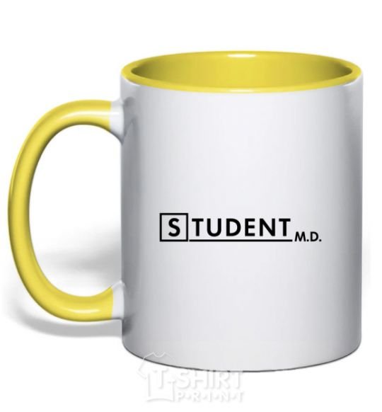 Mug with a colored handle Student MD yellow фото
