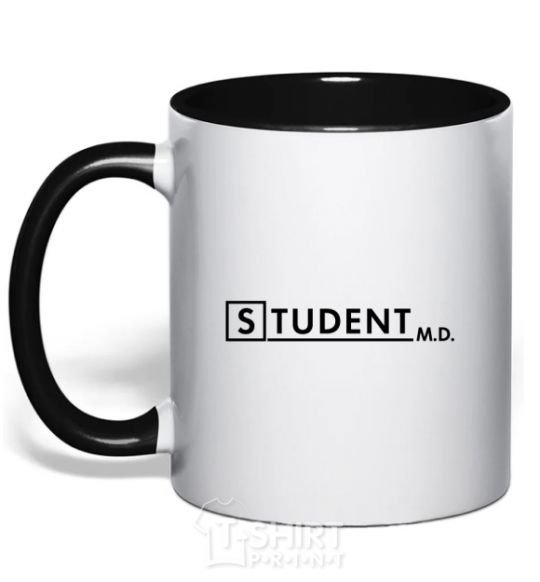 Mug with a colored handle Student MD black фото