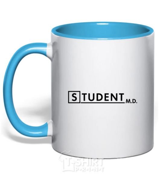 Mug with a colored handle Student MD sky-blue фото
