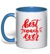 Mug with a colored handle Best coach ever royal-blue фото