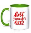 Mug with a colored handle Best coach ever kelly-green фото
