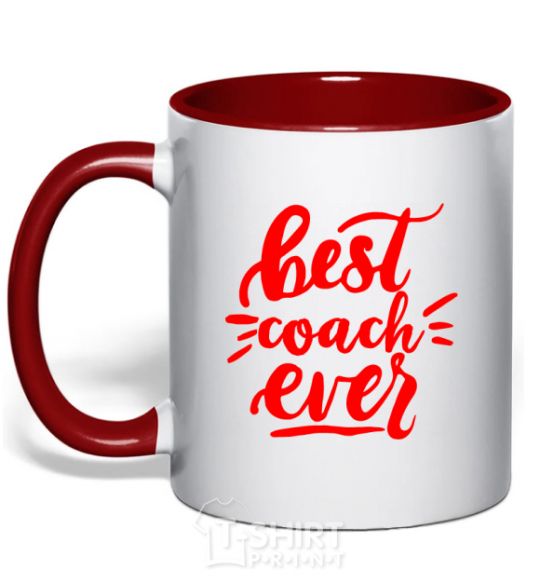 Mug with a colored handle Best coach ever red фото