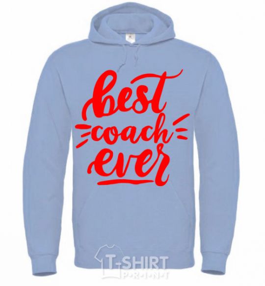 Men`s hoodie Best coach ever sky-blue фото