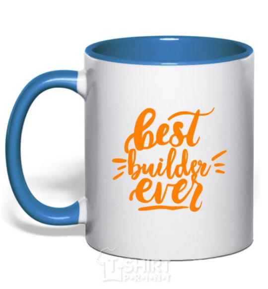 Mug with a colored handle Best builder ever royal-blue фото