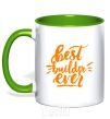 Mug with a colored handle Best builder ever kelly-green фото