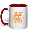 Mug with a colored handle Best builder ever red фото